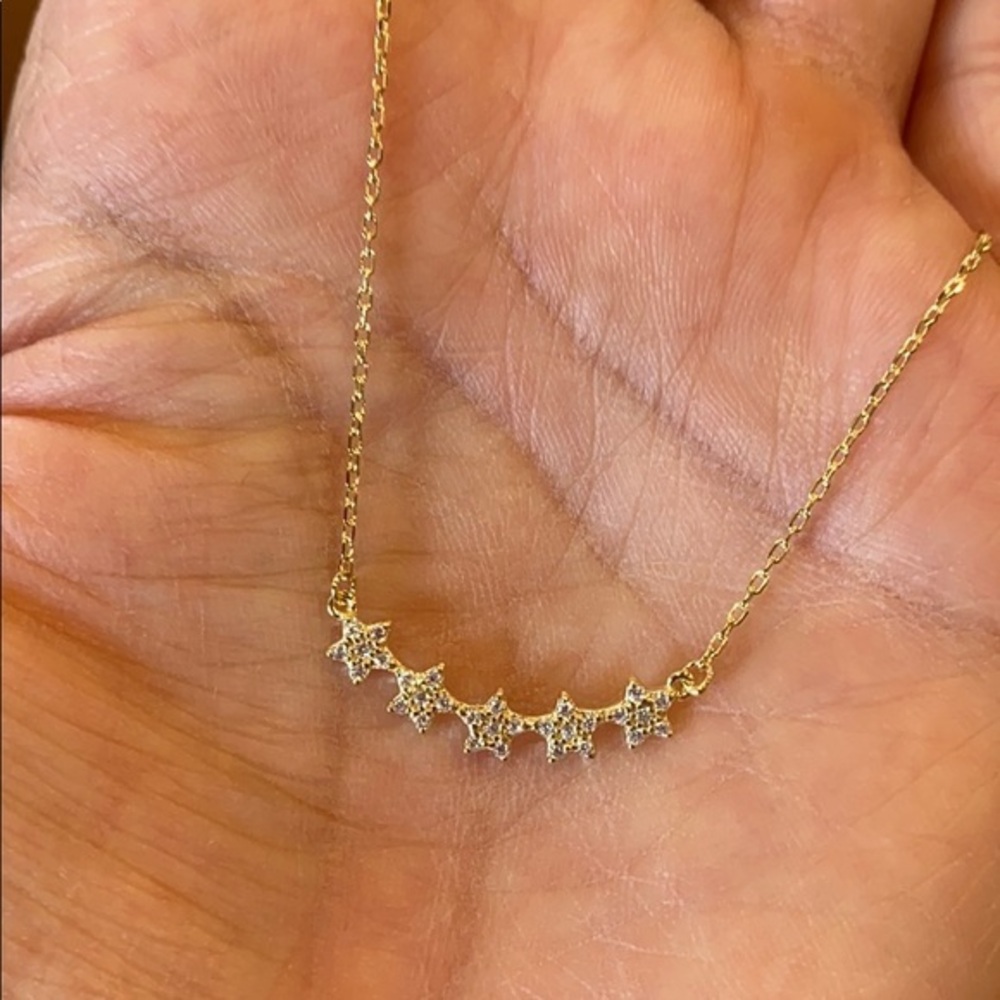 Gold plated dainty 5 stars Necklace new